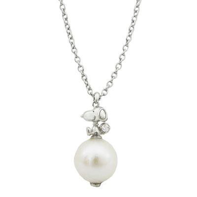 スヌーピー ロングペンダント (立体スヌーピー&淡水パール)