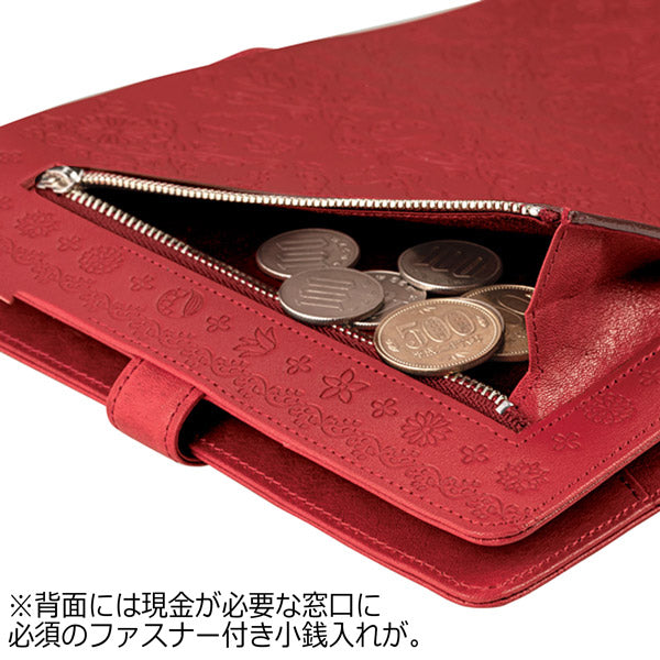 スヌーピー しあわせの花 牛革製お薬手帳ウォレット