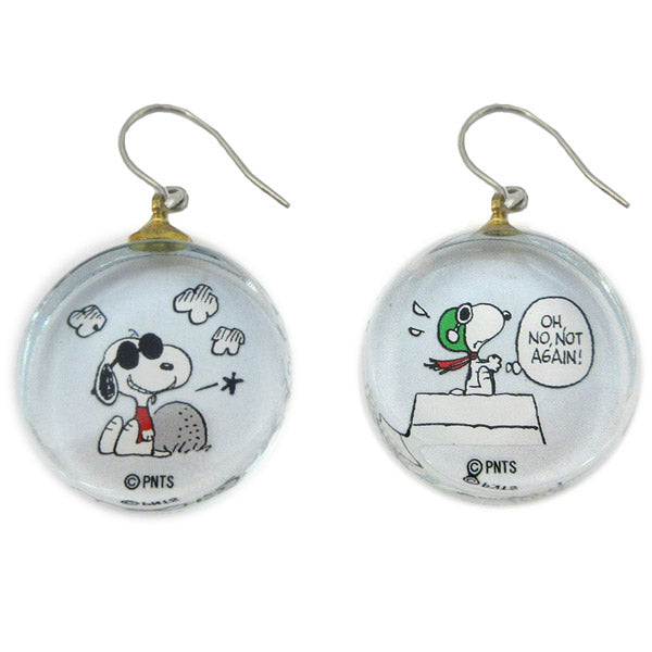 スヌーピー ガラスピアス (フライングエース&ジョー・クール)