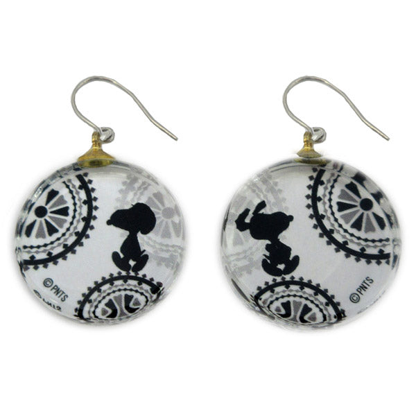 スヌーピー ガラスピアス (スヌーピー&モノクロレース)