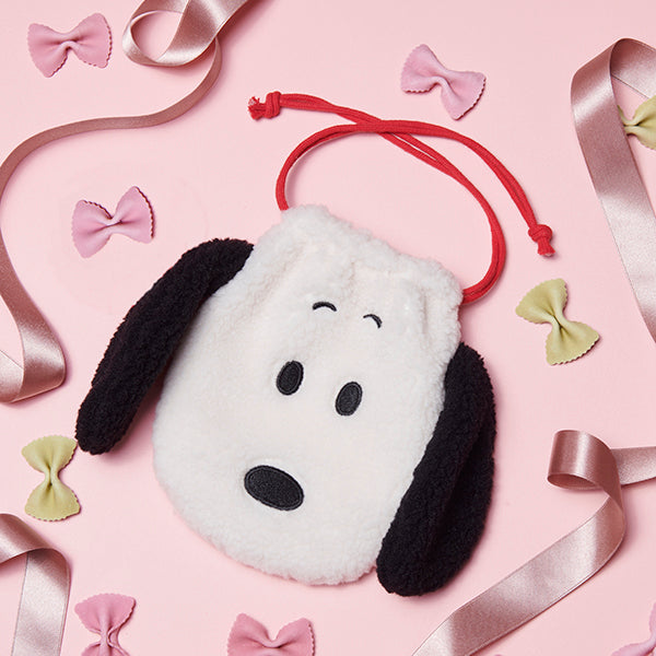 【おかいものSNOOPY限定】もこもこフェイス巾着
