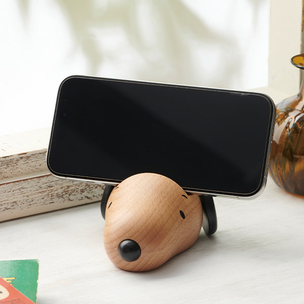 【おかいものSNOOPYオリジナル】ウッドスマホスタンド (フェイス)