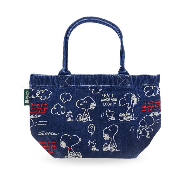 スヌーピー 刺繍デニムミニトートバッグ (総柄)