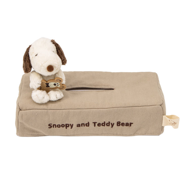 スヌーピー ティッシュボックスカバー (Snoopy and Teddy Bear)
