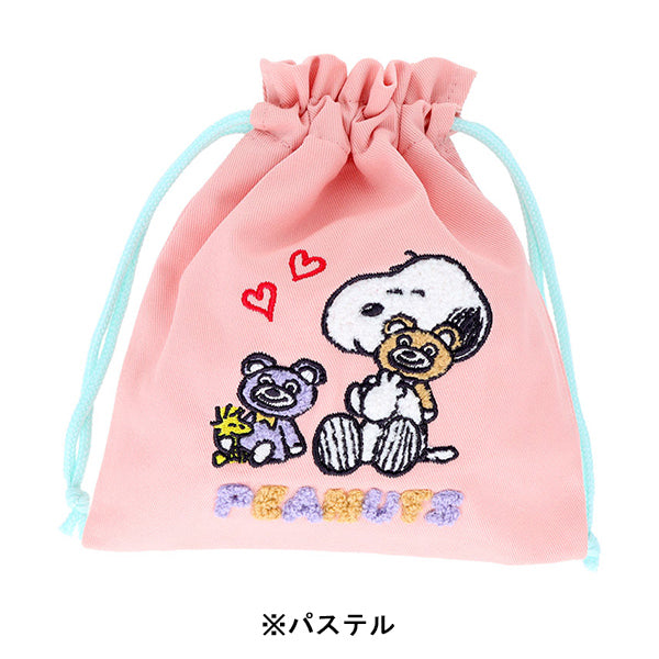 スヌーピー サガラ刺繍巾着 (Snoopy&CuddlyBears)