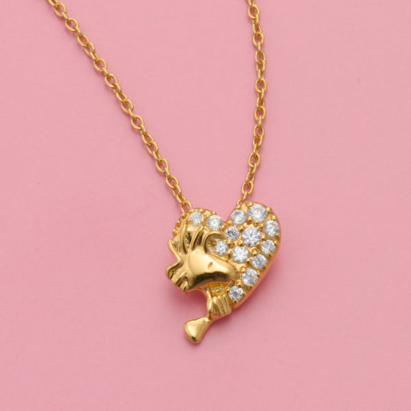 ウッドストック&キラキラハートパヴェ ペンダント