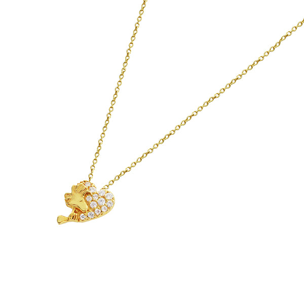 ウッドストック&キラキラハートパヴェ ペンダント