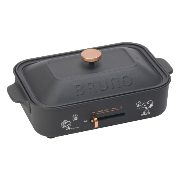 【おかいものSNOOPY限定】BRUNOコンパクトホットプレート&セラミックコート鍋セット (SNOOPY&Woodstock/キャストブラック)