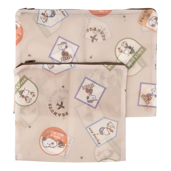 スヌーピー メッシュポーチ 5点セット (Let's take a trip)