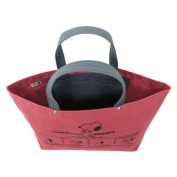 PEANUTS×一澤信三郎帆布コラボ トートバッグ ヨコ中 (赤/青ねず)