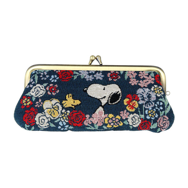 スヌーピー ゴブラン織 メガネケース がま口 (花/NewLifeCollection)