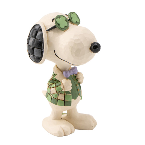 PEANUTS JIM SHORE ミニフィギュア Snoopy in Plaid with Shamrock Glasses