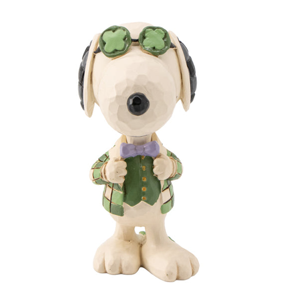 PEANUTS JIM SHORE ミニフィギュア Snoopy in Plaid with Shamrock Glasses