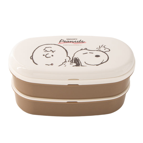 スヌーピー 楕円レンジ2段ランチボックス (ぎゅっとよりあう)