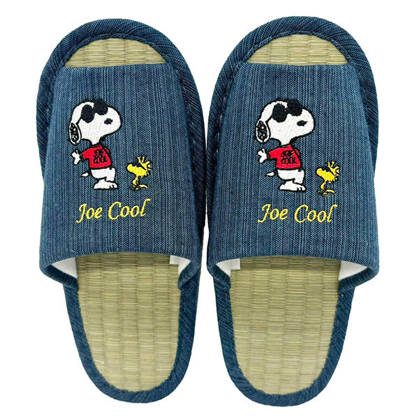 スヌーピー たたみ外縫いスリッパ (スヌーピー&ウッドストック/ネイビー)