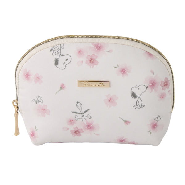 スヌーピー ラウンドティッシュポーチ (ホワイト/ふんわりさくらシリーズ)