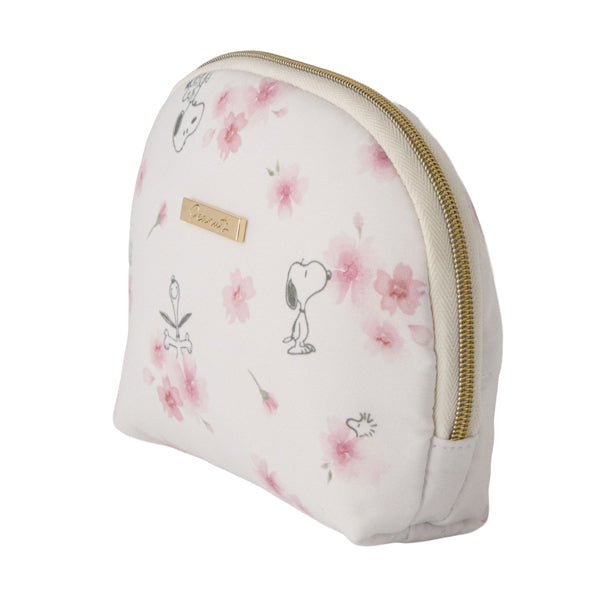 スヌーピー ラウンドティッシュポーチ (ホワイト/ふんわりさくらシリーズ)