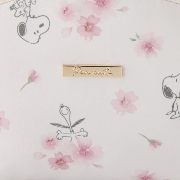 スヌーピー ラウンドティッシュポーチ (ホワイト/ふんわりさくらシリーズ)