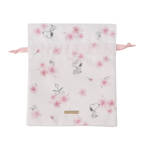 スヌーピー 巾着 (ホワイト/ふんわりさくらシリーズ)