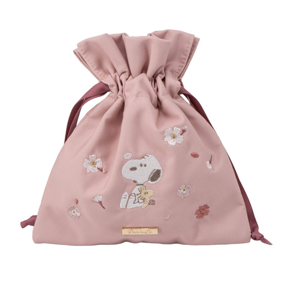 スヌーピー 巾着 (ピンク/ふんわりさくらシリーズ)