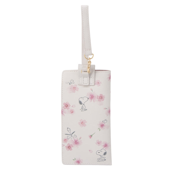 スヌーピー ストラップ付きメガネケース (ホワイト/ふんわりさくらシリーズ)