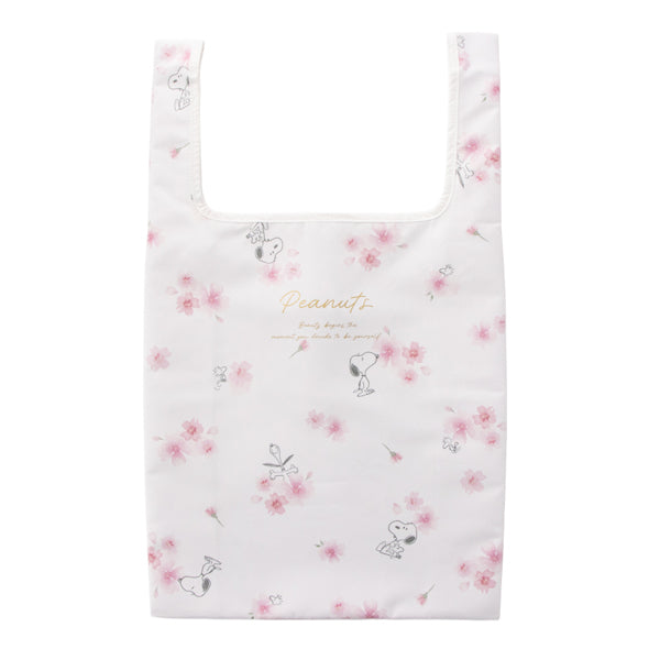 スヌーピー エコバッグM (ホワイト/ふんわりさくらシリーズ)