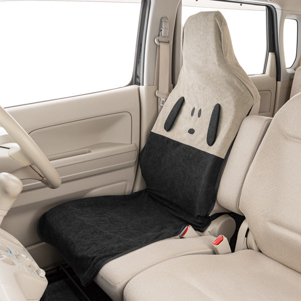 スヌーピー 前席用シートカバー 1枚 (もふもふスヌーピー/グレー)