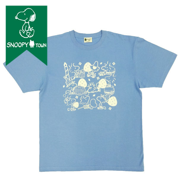 スヌーピー Tシャツ ブルー (WOODSTOCK SMALL SHOP 10th)