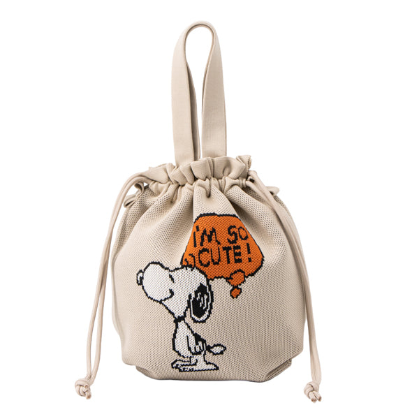スヌーピー ニット巾着2WAYバッグ (SMILING BEAGLE_SO CUTE)