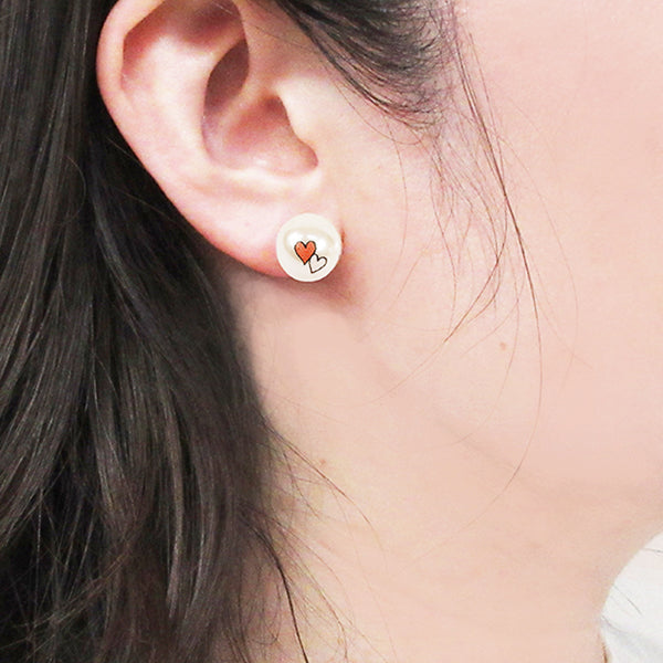 スヌーピー BELLEハートパールピアス