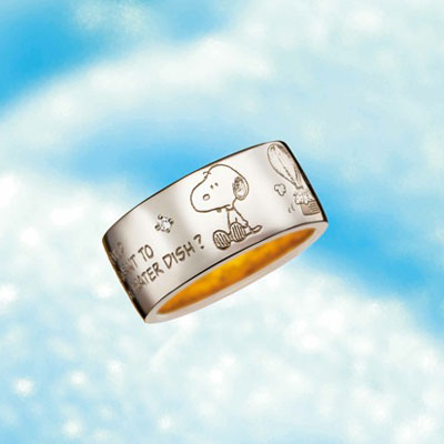 ハッピーコミック・スヌーピー ダイヤモンドとシルバーの宝飾リング(想定外)