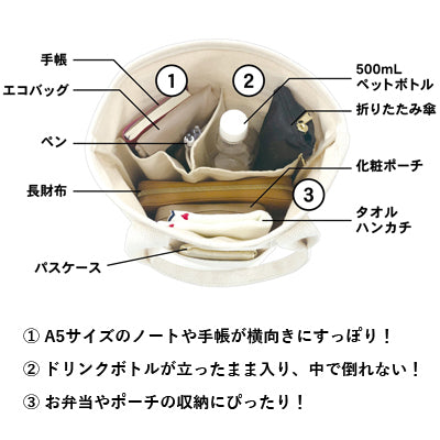 スヌーピー 収納上手丸底トートバッグ