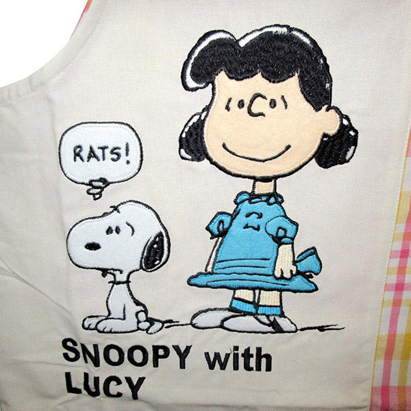 スヌーピー アップリケエプロン (SNOOPY&LUCY/イエロー)