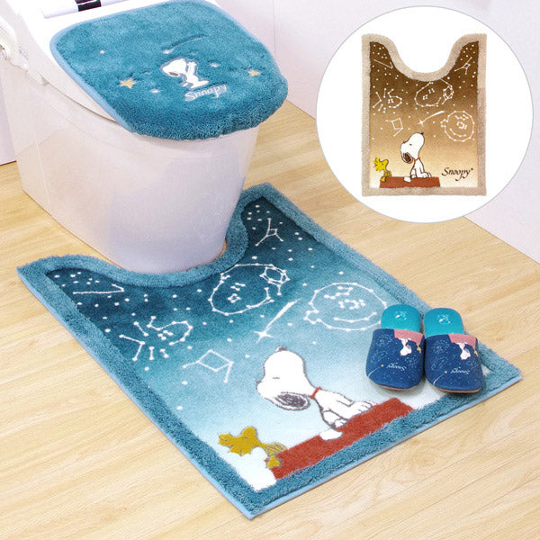 28日迄大特価 イエロー色　PEANUTS スヌーピー　トイレマットセット　新品 トイレ4点セット トイレマット+兼用フタカバー+スリッパ+