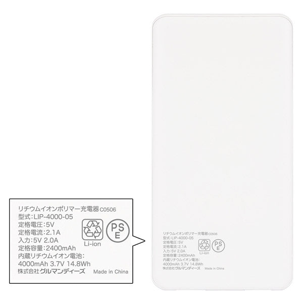 スヌーピー USB / USB Type-C 4000mAh リチウムイオンポリマー 充電器 2.1A