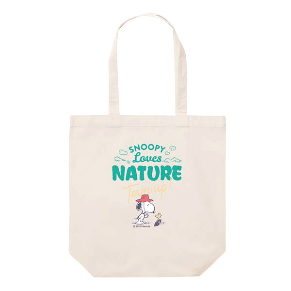 スヌーピー トートバッグM　ナチュラル (SNOOPY Loves NATURE Team up!/ロゴ)