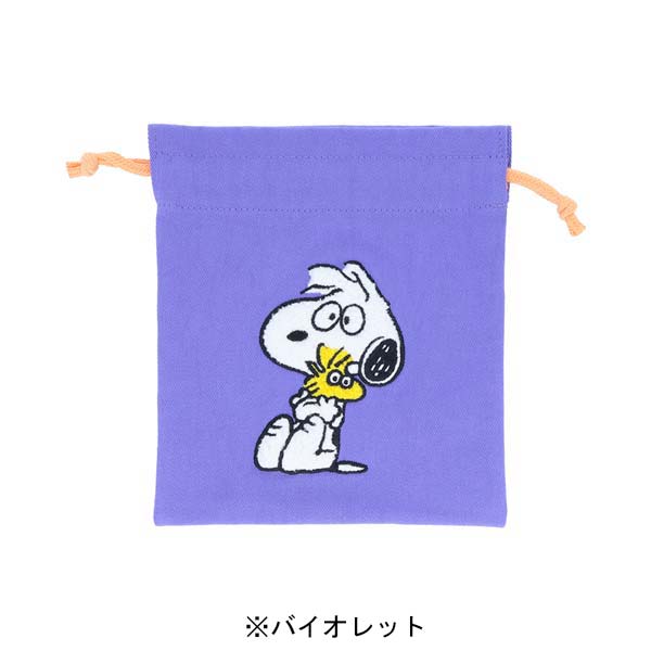 スヌーピー サガラ刺繍巾着 (PEANUTS WOODSTOCK & SNOOPY)