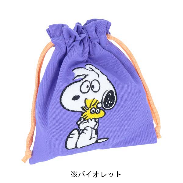 スヌーピー サガラ刺繍巾着 (PEANUTS WOODSTOCK & SNOOPY)