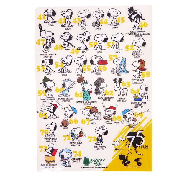 スヌーピー クリアファイルA4 (PEANUTS75周年 YELLOWシリーズ)