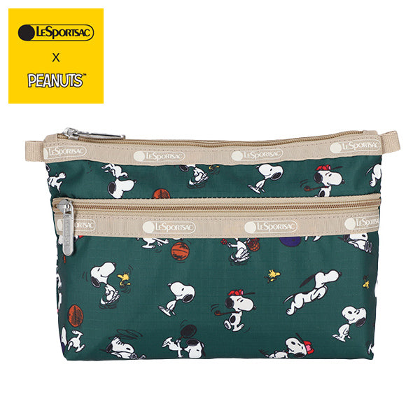 PEANUTS×LeSportsac COSMETIC CLUTCH (スヌーピー＆ウッドストック/グリーン)