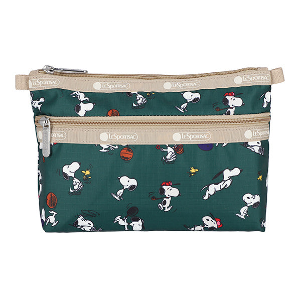 PEANUTS×LeSportsac COSMETIC CLUTCH (スヌーピー＆ウッドストック/グリーン)