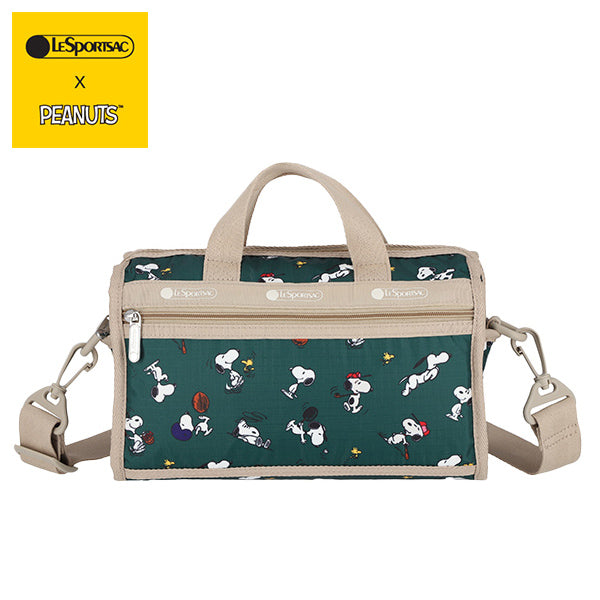 PEANUTS×LeSportsac MINI DUFFEL CROSSBODY (スヌーピー＆ウッドストック/グリーン)