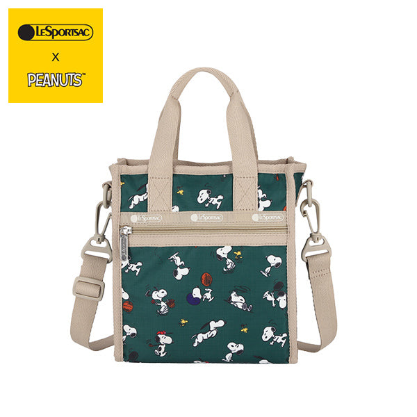 PEANUTS×LeSportsac MINI N/S TOTE (スヌーピー＆ウッドストック/グリーン)