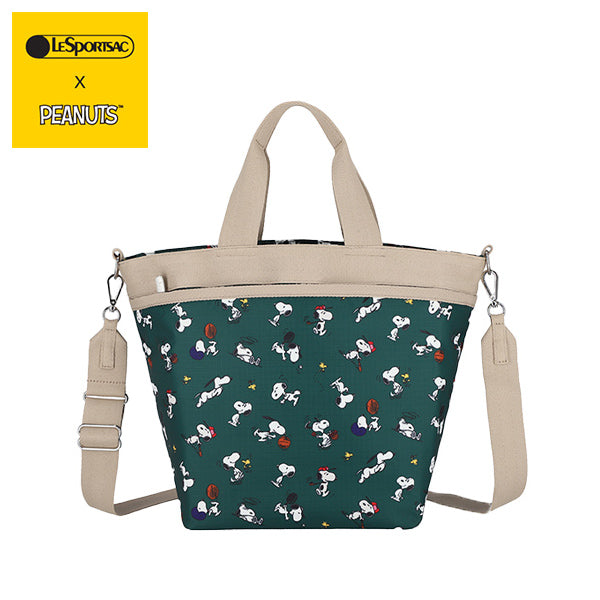 PEANUTS×LeSportsac BUCKET TOTE (スヌーピー＆ウッドストック/グリーン)