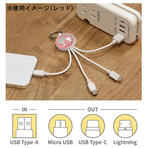 スヌーピー マルチ充電ケーブル(HAPPINESS IS 75 YEARS OF)