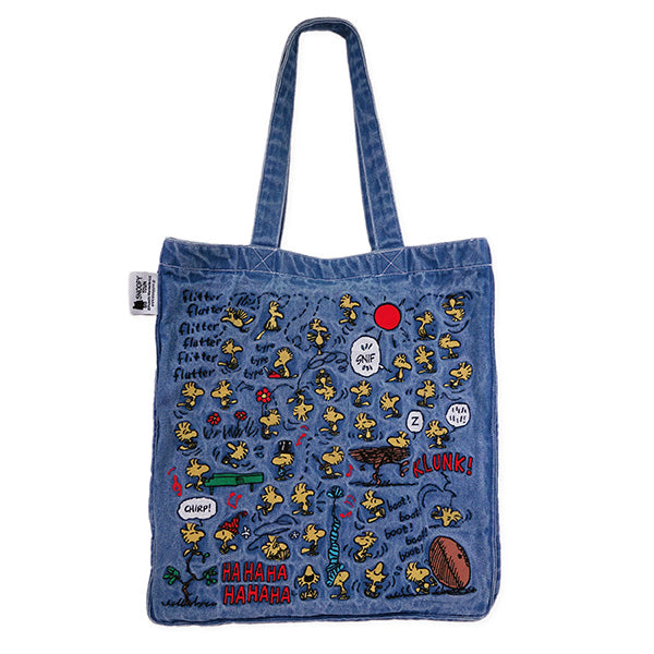 スヌーピー 刺繍デニムビッグバッグ (ウッドストック75周年)