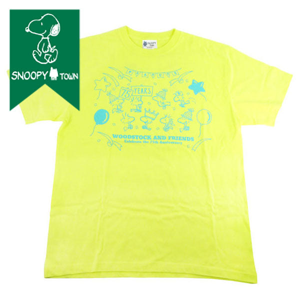 スヌーピー Tシャツ (WOODSTOCK AND FRIENDS Celebrate the 75th anniversary/イエロー)