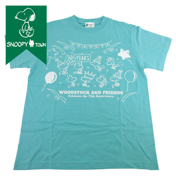 スヌーピー Tシャツ (WOODSTOCK AND FRIENDS Celebrate the 75th anniversary/グリーン)