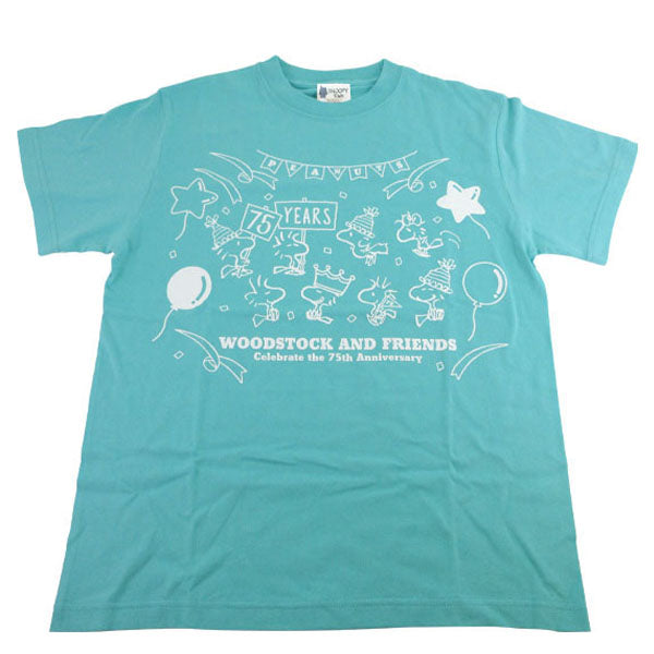 スヌーピー Tシャツ (WOODSTOCK AND FRIENDS Celebrate the 75th anniversary/グリーン)