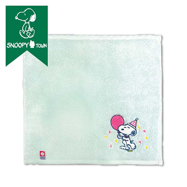 スヌーピー かるわた刺繍ミニタオル ブルー (HAPPY BIRTHDAY SNOOPY)